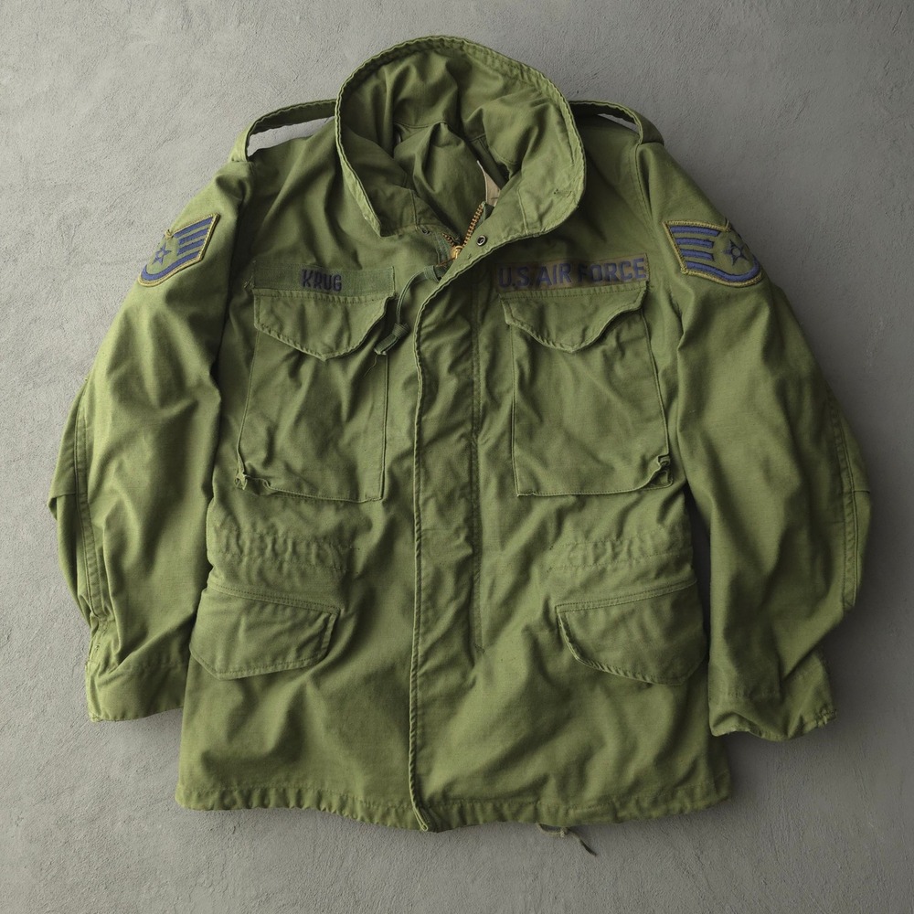 Vintage 1970s Green M-65 Field Jacket XS US Air Force Patches